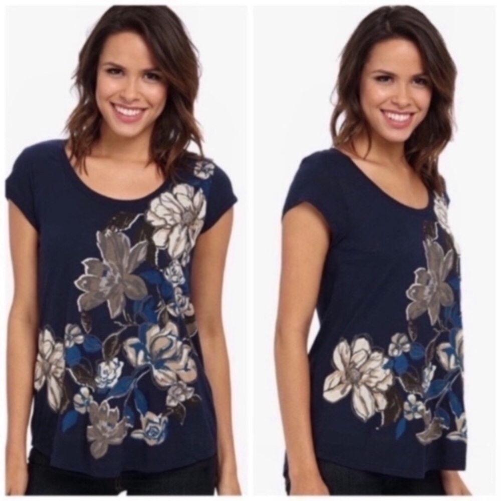 Lucky Brand Navy Floral Blouse - Picture 1 of 6